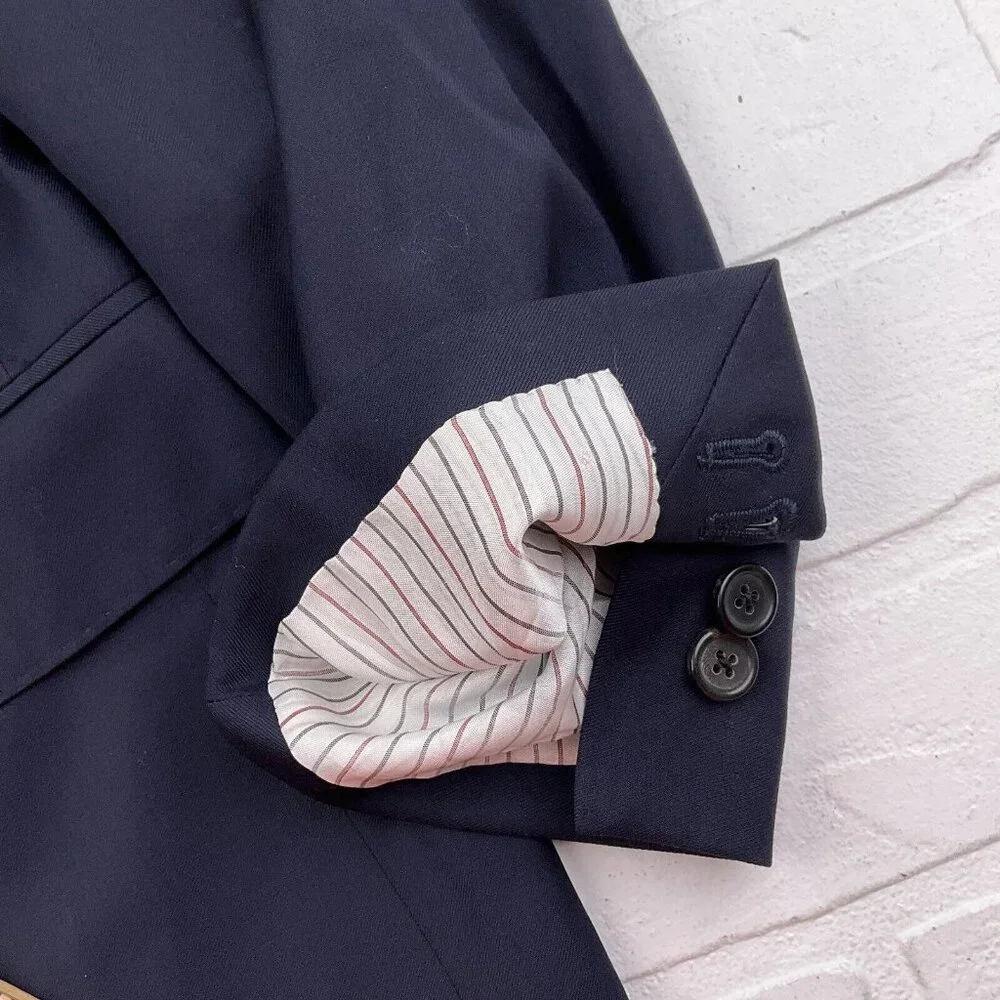 Samuelsohn Blazer Men 46R Blue Surgeon Cuffs Colombo‎ Icewool 150s Italy